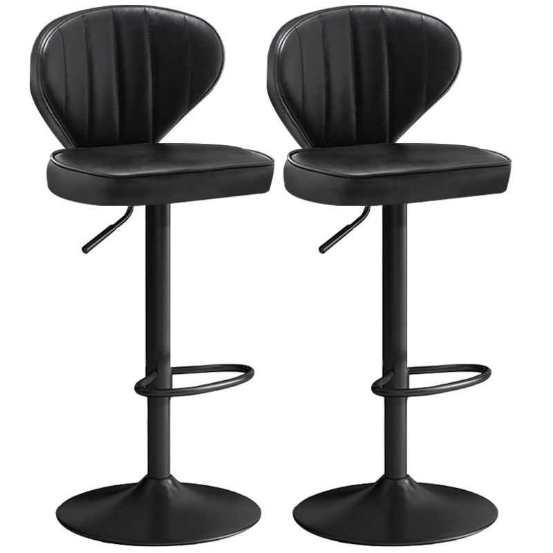 Nordic Style Leather Upholstered Barstool Adjustable Height Swivel Bar Stool Black Set of 2 Clearhalo 'Bar Furniture' 'Bar Stools' 'bar_stools' 'furniture_bar_stools' 'Kitchen & Dining Furniture' 'kitchen&dining_furn' 'kitchen' 'kitchen_furn' Furniture' 4182229