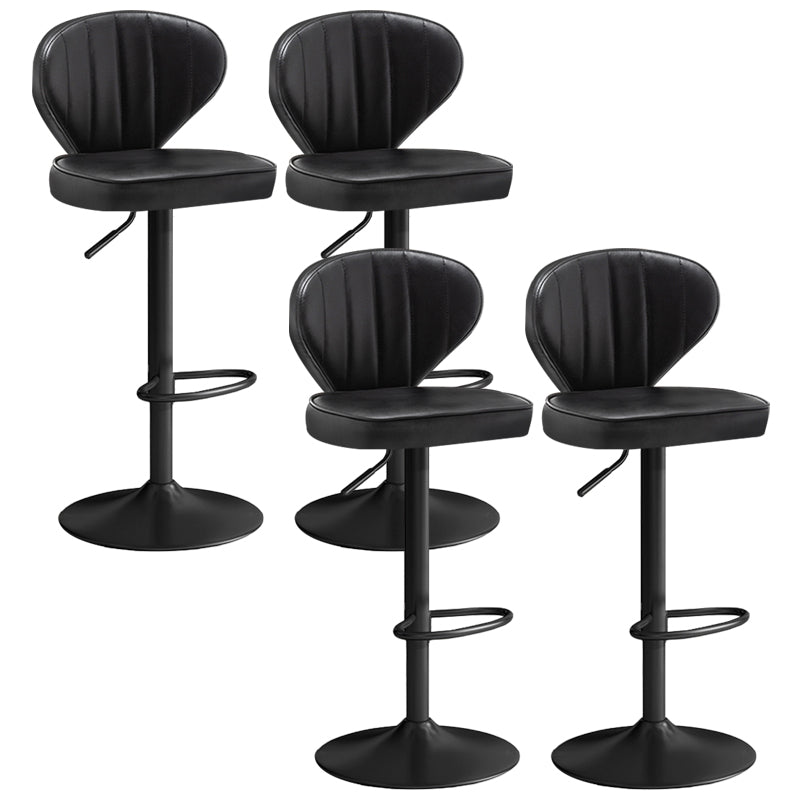 Nordic Style Leather Upholstered Barstool Adjustable Height Swivel Bar Stool Black Set of 4 Clearhalo 'Bar Furniture' 'Bar Stools' 'bar_stools' 'furniture_bar_stools' 'Kitchen & Dining Furniture' 'kitchen&dining_furn' 'kitchen' 'kitchen_furn' Furniture' 4182230