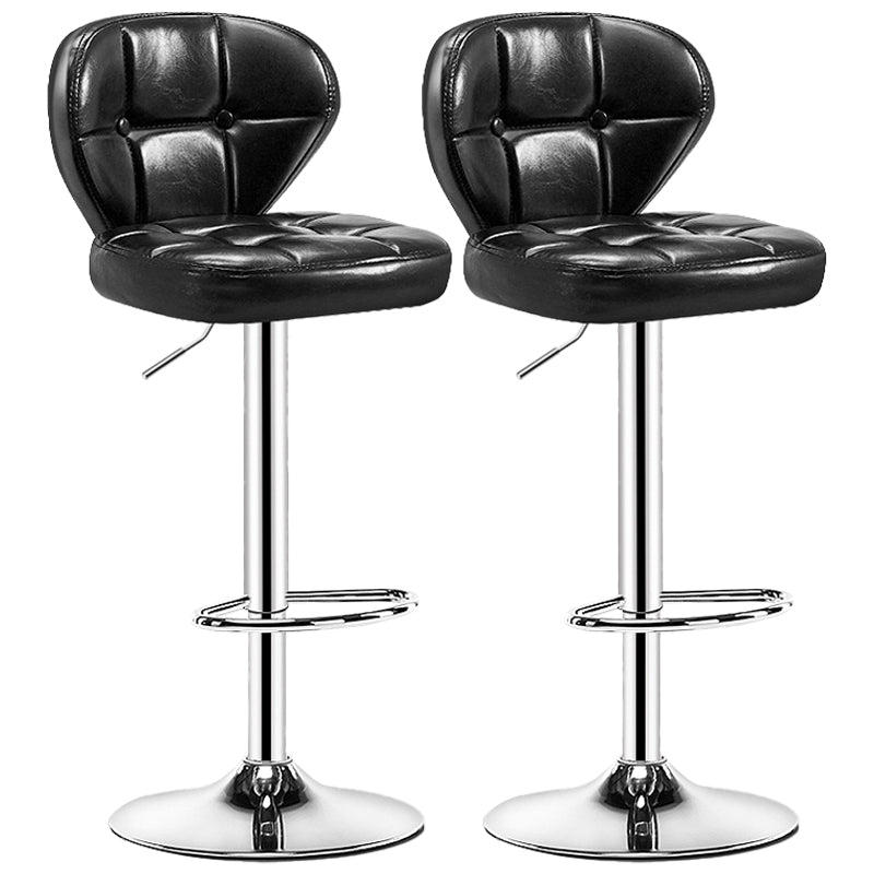 Nordic Style Leather Upholstered Barstool Adjustable Height Swivel Bar Stool Black-Silver Set of 2 Clearhalo 'Bar Furniture' 'Bar Stools' 'bar_stools' 'furniture_bar_stools' 'Kitchen & Dining Furniture' 'kitchen&dining_furn' 'kitchen' 'kitchen_furn' Furniture' 4182233
