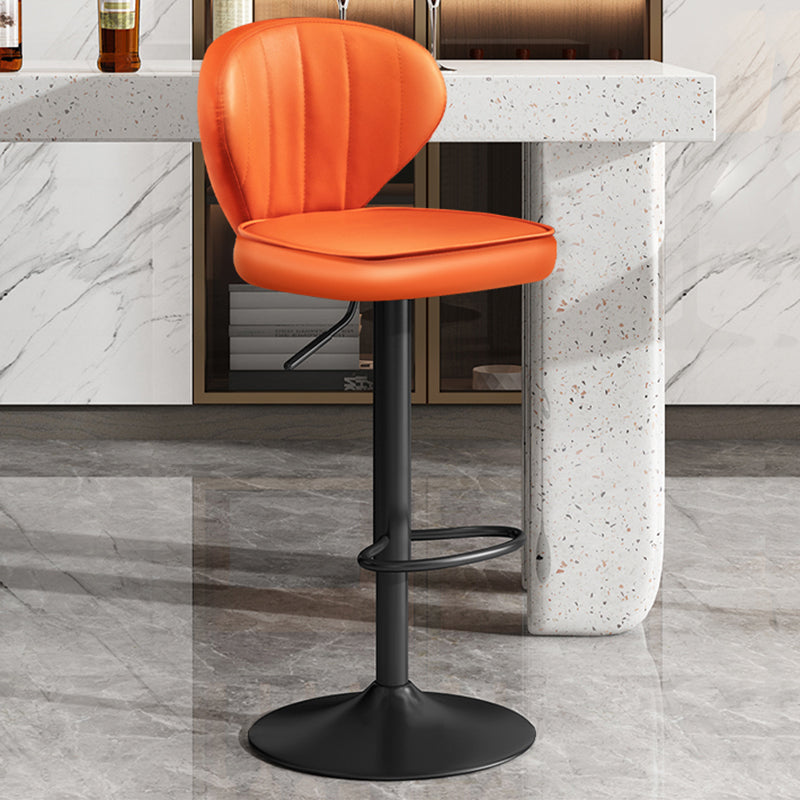 Nordic Style Leather Upholstered Barstool Adjustable Height Swivel Bar Stool Orange 1 Piece Clearhalo 'Bar Furniture' 'Bar Stools' 'bar_stools' 'furniture_bar_stools' 'Kitchen & Dining Furniture' 'kitchen&dining_furn' 'kitchen' 'kitchen_furn' Furniture' 4182235