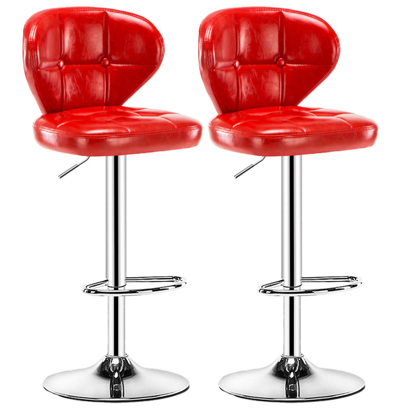 Nordic Style Leather Upholstered Barstool Adjustable Height Swivel Bar Stool Red Set of 2 Clearhalo 'Bar Furniture' 'Bar Stools' 'bar_stools' 'furniture_bar_stools' 'Kitchen & Dining Furniture' 'kitchen&dining_furn' 'kitchen' 'kitchen_furn' Furniture' 4182239