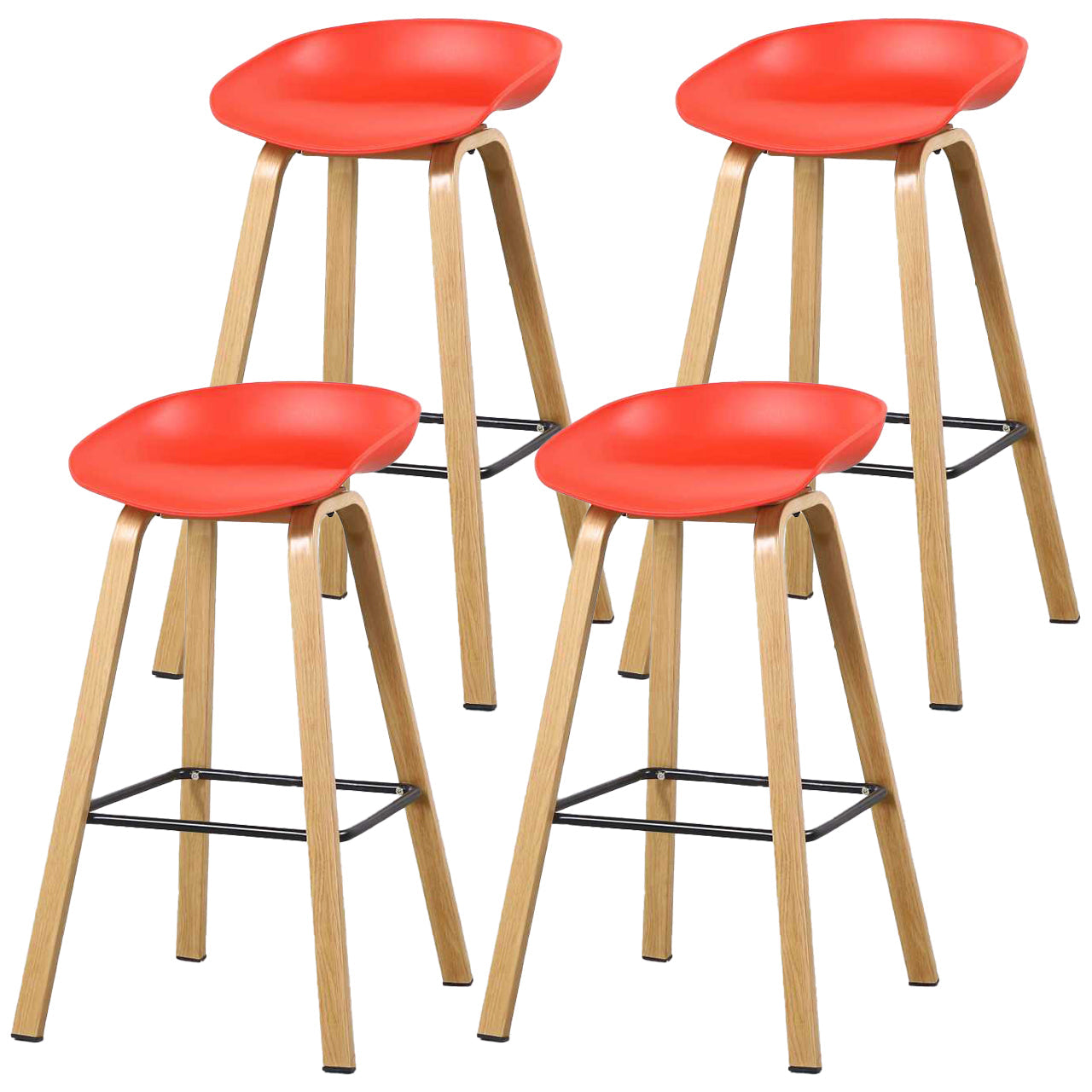Contemporary Simple Counter Stools 29 Inch Indoor Bar Stool with Metal Leg Red Set of 4 Clearhalo 'Bar Furniture' 'Bar Stools' 'bar_stools' 'furniture_bar_stools' 'Kitchen & Dining Furniture' 'kitchen&dining_furn' 'kitchen' 'kitchen_furn' Furniture' 4182252