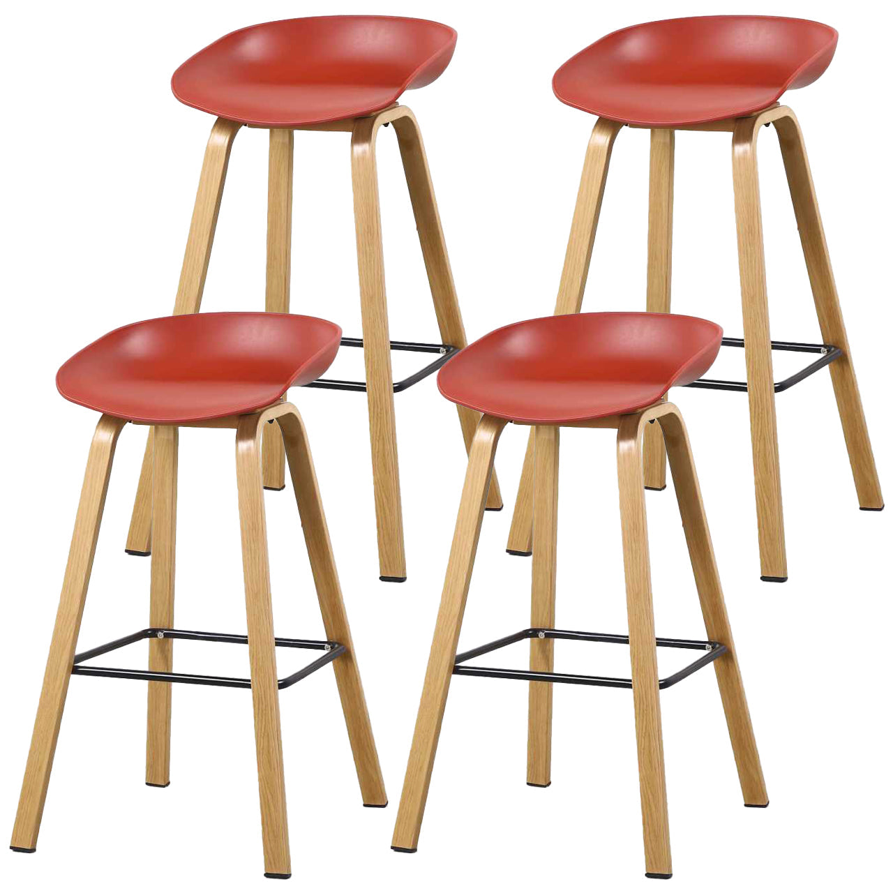Contemporary Simple Counter Stools 29 Inch Indoor Bar Stool with Metal Leg Crimson Set of 4 Clearhalo 'Bar Furniture' 'Bar Stools' 'bar_stools' 'furniture_bar_stools' 'Kitchen & Dining Furniture' 'kitchen&dining_furn' 'kitchen' 'kitchen_furn' Furniture' 4182258