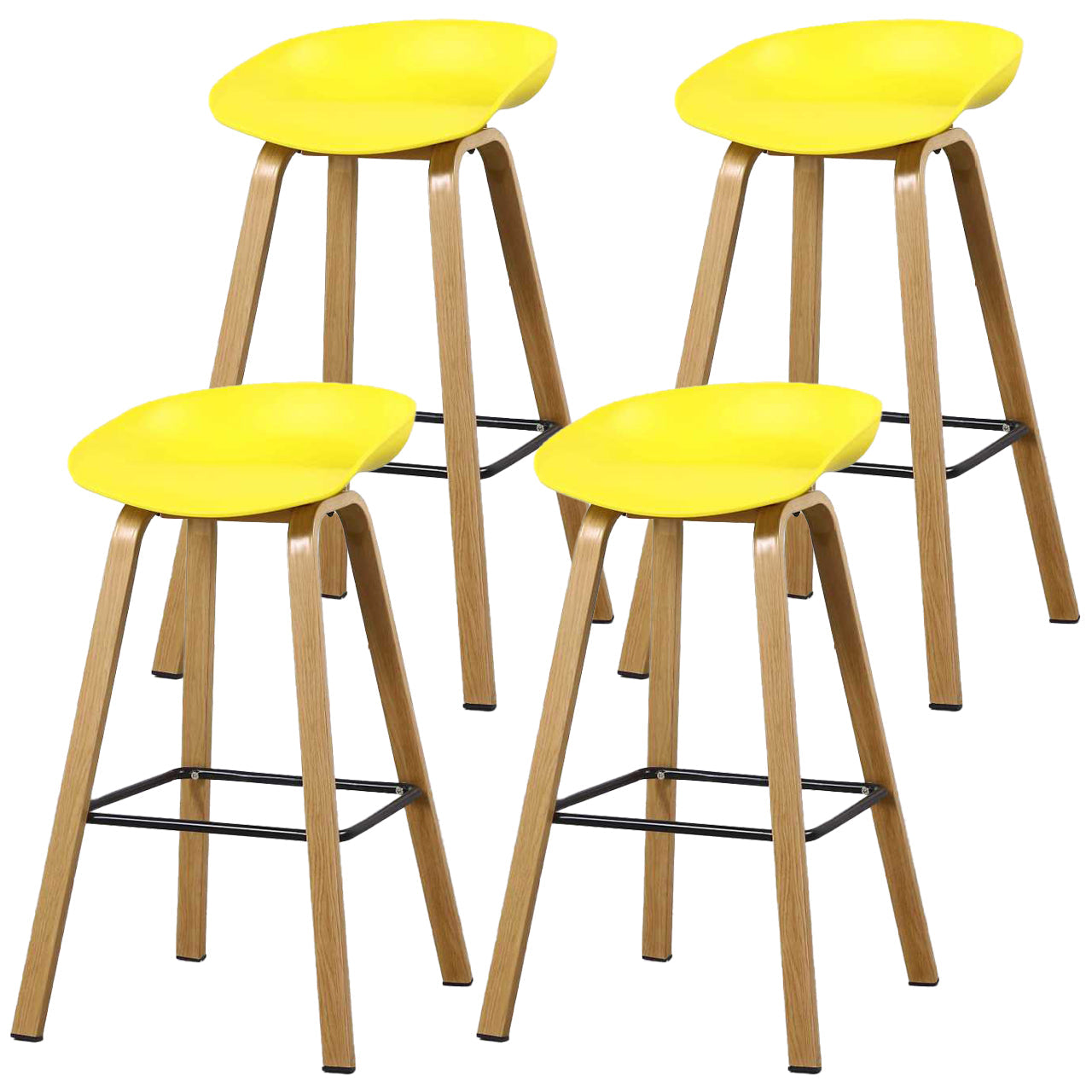 Contemporary Simple Counter Stools 29 Inch Indoor Bar Stool with Metal Leg Yellow Set of 4 Clearhalo 'Bar Furniture' 'Bar Stools' 'bar_stools' 'furniture_bar_stools' 'Kitchen & Dining Furniture' 'kitchen&dining_furn' 'kitchen' 'kitchen_furn' Furniture' 4182259