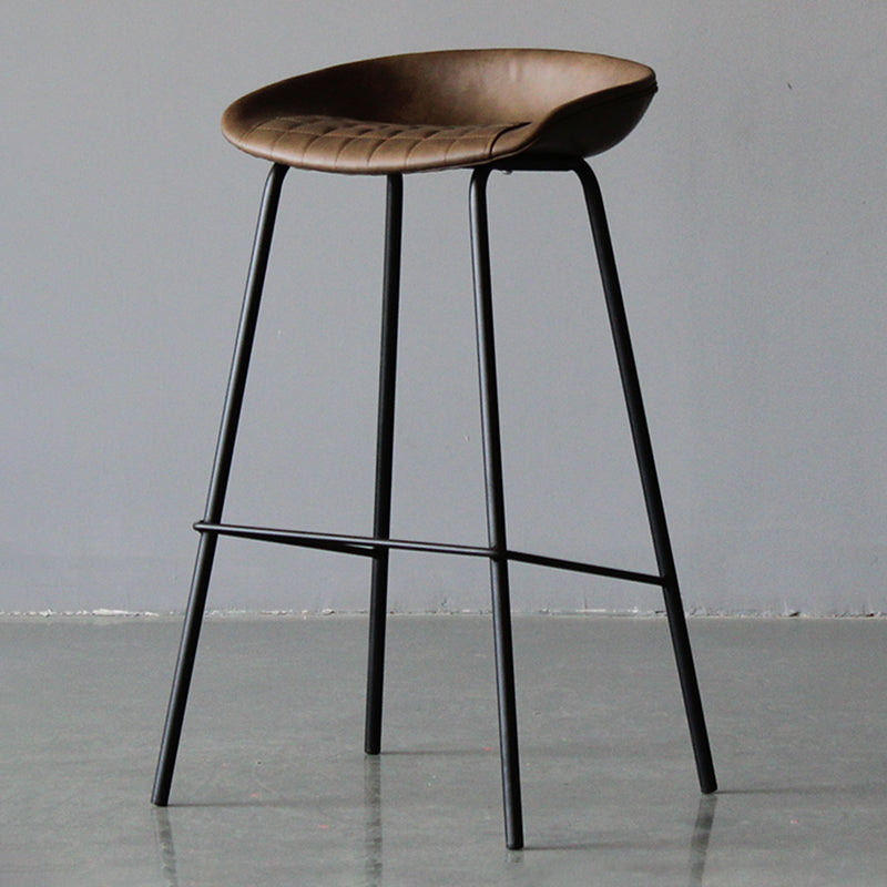 Industrial Leather Distressed Quilted Barstool Indoor Tall Stool with Bucket Seat Coffee 1 Piece Clearhalo 'Bar Furniture' 'Bar Stools' 'bar_stools' 'furniture_bar_stools' 'Kitchen & Dining Furniture' 'kitchen&dining_furn' 'kitchen' 'kitchen_furn' Furniture' 4182264