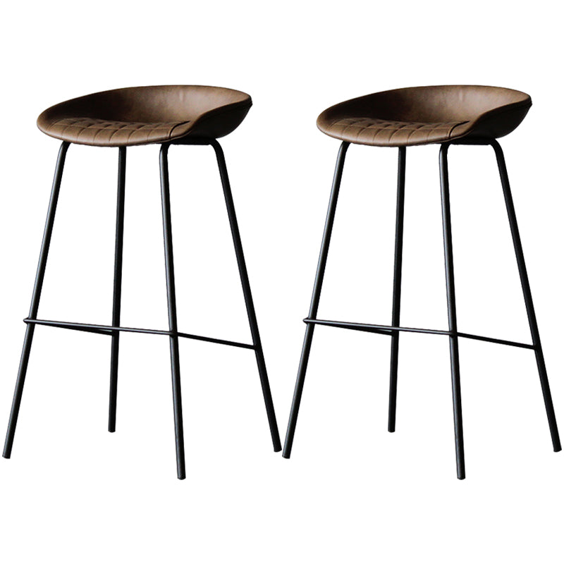 Industrial Leather Distressed Quilted Barstool Indoor Tall Stool with Bucket Seat Coffee Set of 2 Clearhalo 'Bar Furniture' 'Bar Stools' 'bar_stools' 'furniture_bar_stools' 'Kitchen & Dining Furniture' 'kitchen&dining_furn' 'kitchen' 'kitchen_furn' Furniture' 4182266