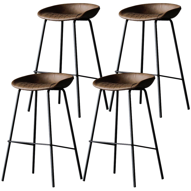 Industrial Leather Distressed Quilted Barstool Indoor Tall Stool with Bucket Seat Coffee Set of 4 Clearhalo 'Bar Furniture' 'Bar Stools' 'bar_stools' 'furniture_bar_stools' 'Kitchen & Dining Furniture' 'kitchen&dining_furn' 'kitchen' 'kitchen_furn' Furniture' 4182268