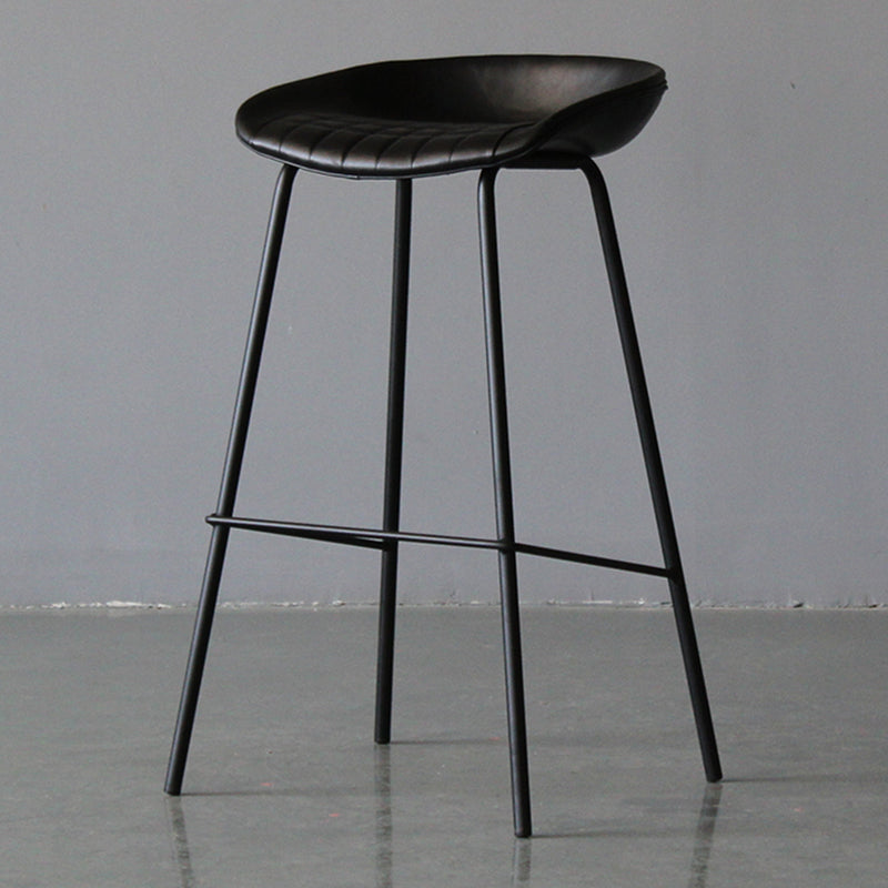 Industrial Leather Distressed Quilted Barstool Indoor Tall Stool with Bucket Seat Black 1 Piece Clearhalo 'Bar Furniture' 'Bar Stools' 'bar_stools' 'furniture_bar_stools' 'Kitchen & Dining Furniture' 'kitchen&dining_furn' 'kitchen' 'kitchen_furn' Furniture' 4182269