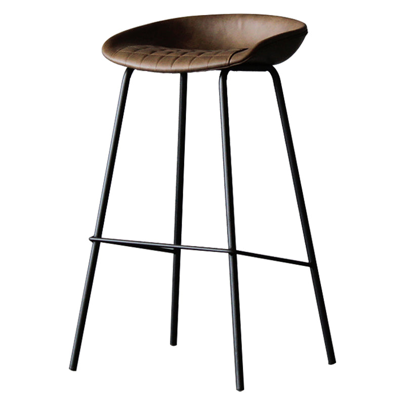 Industrial Leather Distressed Quilted Barstool Indoor Tall Stool with Bucket Seat Clearhalo 'Bar Furniture' 'Bar Stools' 'bar_stools' 'furniture_bar_stools' 'Kitchen & Dining Furniture' 'kitchen&dining_furn' 'kitchen' 'kitchen_furn' Furniture' 4182271