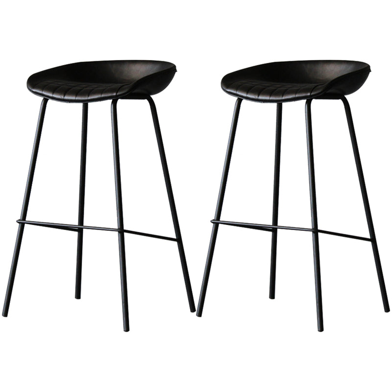Industrial Leather Distressed Quilted Barstool Indoor Tall Stool with Bucket Seat Black Set of 2 Clearhalo 'Bar Furniture' 'Bar Stools' 'bar_stools' 'furniture_bar_stools' 'Kitchen & Dining Furniture' 'kitchen&dining_furn' 'kitchen' 'kitchen_furn' Furniture' 4182272