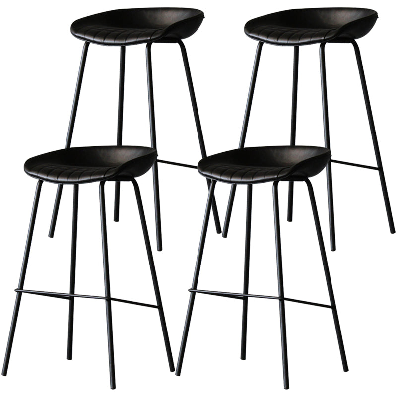 Industrial Leather Distressed Quilted Barstool Indoor Tall Stool with Bucket Seat Black Set of 4 Clearhalo 'Bar Furniture' 'Bar Stools' 'bar_stools' 'furniture_bar_stools' 'Kitchen & Dining Furniture' 'kitchen&dining_furn' 'kitchen' 'kitchen_furn' Furniture' 4182273