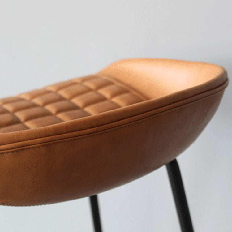 Industrial Leather Distressed Quilted Barstool Indoor Tall Stool with Bucket Seat Clearhalo 'Bar Furniture' 'Bar Stools' 'bar_stools' 'furniture_bar_stools' 'Kitchen & Dining Furniture' 'kitchen&dining_furn' 'kitchen' 'kitchen_furn' Furniture' 4182275