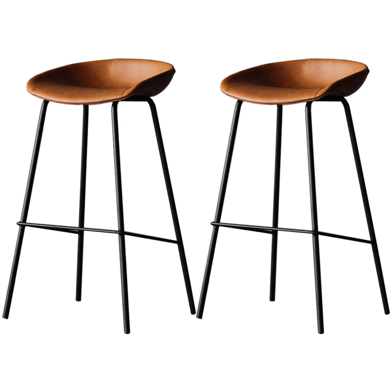 Industrial Leather Distressed Quilted Barstool Indoor Tall Stool with Bucket Seat Yellow-Brown Set of 2 Clearhalo 'Bar Furniture' 'Bar Stools' 'bar_stools' 'furniture_bar_stools' 'Kitchen & Dining Furniture' 'kitchen&dining_furn' 'kitchen' 'kitchen_furn' Furniture' 4182278