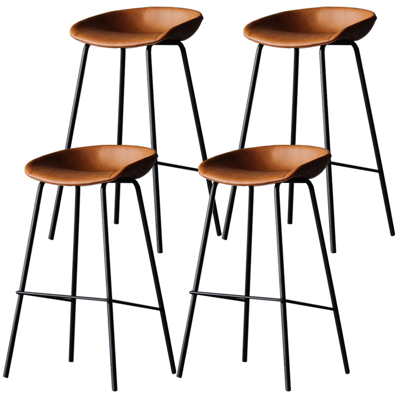 Industrial Leather Distressed Quilted Barstool Indoor Tall Stool with Bucket Seat Yellow-Brown Set of 4 Clearhalo 'Bar Furniture' 'Bar Stools' 'bar_stools' 'furniture_bar_stools' 'Kitchen & Dining Furniture' 'kitchen&dining_furn' 'kitchen' 'kitchen_furn' Furniture' 4182279