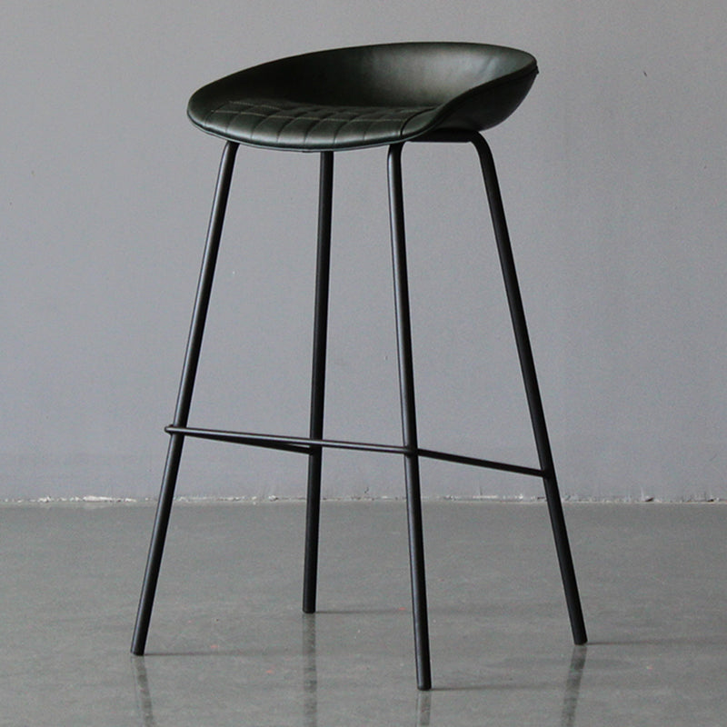 Industrial Leather Distressed Quilted Barstool Indoor Tall Stool with Bucket Seat Blackish Green 1 Piece Clearhalo 'Bar Furniture' 'Bar Stools' 'bar_stools' 'furniture_bar_stools' 'Kitchen & Dining Furniture' 'kitchen&dining_furn' 'kitchen' 'kitchen_furn' Furniture' 4182281
