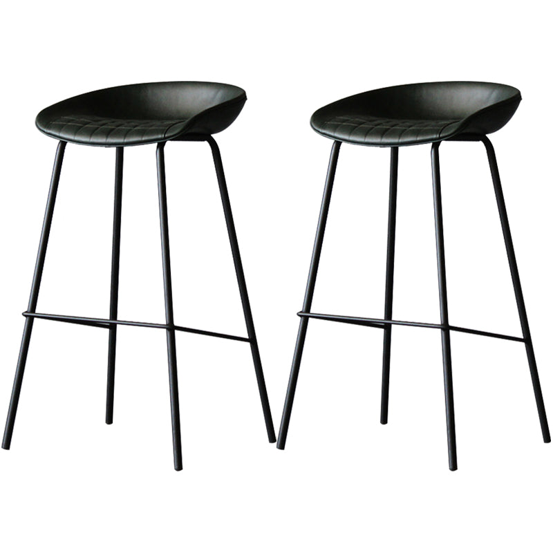 Industrial Leather Distressed Quilted Barstool Indoor Tall Stool with Bucket Seat Blackish Green Set of 2 Clearhalo 'Bar Furniture' 'Bar Stools' 'bar_stools' 'furniture_bar_stools' 'Kitchen & Dining Furniture' 'kitchen&dining_furn' 'kitchen' 'kitchen_furn' Furniture' 4182283