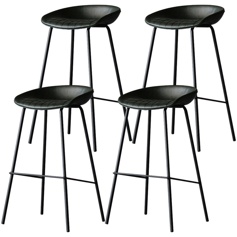 Industrial Leather Distressed Quilted Barstool Indoor Tall Stool with Bucket Seat Blackish Green Set of 4 Clearhalo 'Bar Furniture' 'Bar Stools' 'bar_stools' 'furniture_bar_stools' 'Kitchen & Dining Furniture' 'kitchen&dining_furn' 'kitchen' 'kitchen_furn' Furniture' 4182284