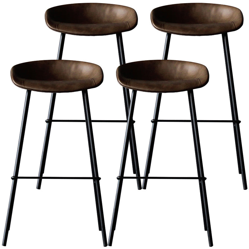 Industrial Leather Distressed Quilted Barstool Indoor Tall Stool with Bucket Seat Dark Brown Set of 4 Clearhalo 'Bar Furniture' 'Bar Stools' 'bar_stools' 'furniture_bar_stools' 'Kitchen & Dining Furniture' 'kitchen&dining_furn' 'kitchen' 'kitchen_furn' Furniture' 4182286