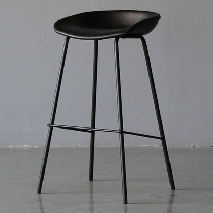 Industrial Leather Distressed Quilted Barstool Indoor Tall Stool with Bucket Seat Textured Black 1 Piece Clearhalo 'Bar Furniture' 'Bar Stools' 'bar_stools' 'furniture_bar_stools' 'Kitchen & Dining Furniture' 'kitchen&dining_furn' 'kitchen' 'kitchen_furn' Furniture' 4182287
