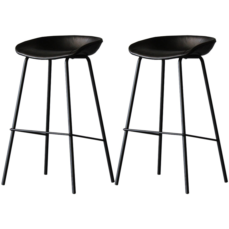 Industrial Leather Distressed Quilted Barstool Indoor Tall Stool with Bucket Seat Textured Black Set of 2 Clearhalo 'Bar Furniture' 'Bar Stools' 'bar_stools' 'furniture_bar_stools' 'Kitchen & Dining Furniture' 'kitchen&dining_furn' 'kitchen' 'kitchen_furn' Furniture' 4182288