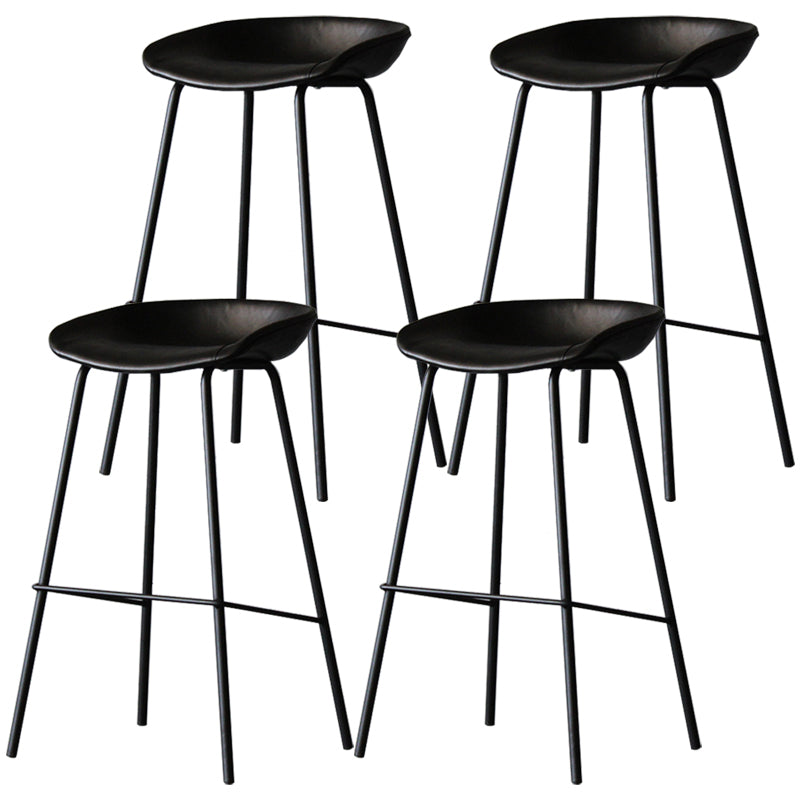 Industrial Leather Distressed Quilted Barstool Indoor Tall Stool with Bucket Seat Textured Black Set of 4 Clearhalo 'Bar Furniture' 'Bar Stools' 'bar_stools' 'furniture_bar_stools' 'Kitchen & Dining Furniture' 'kitchen&dining_furn' 'kitchen' 'kitchen_furn' Furniture' 4182289