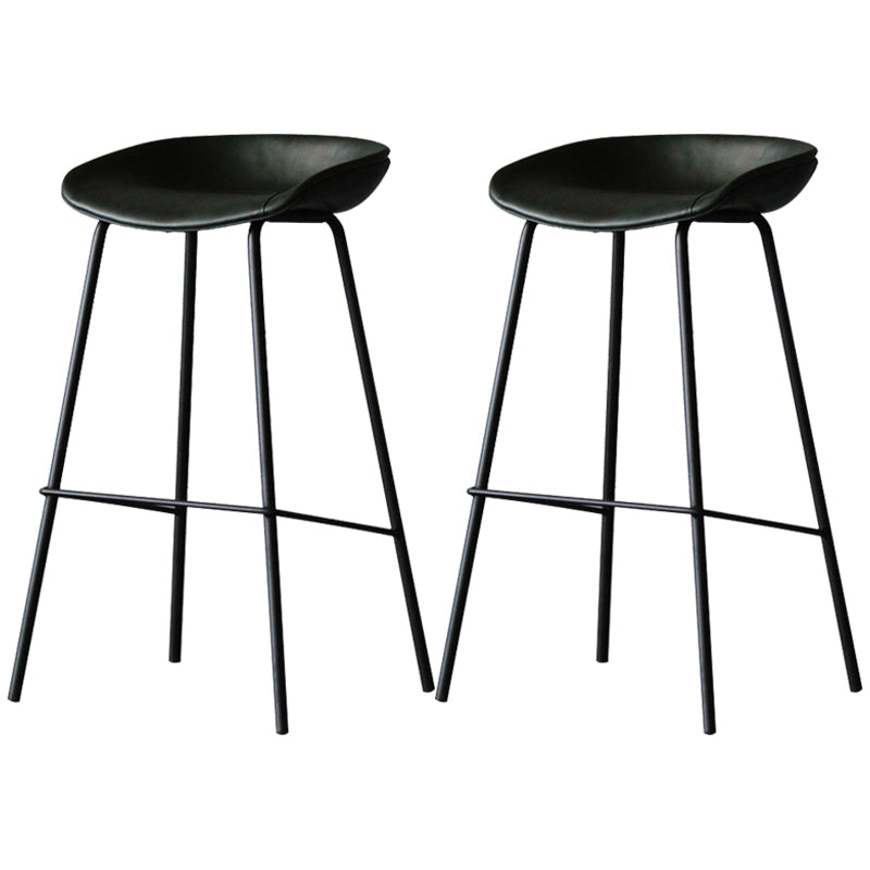 Industrial Leather Distressed Quilted Barstool Indoor Tall Stool with Bucket Seat Dark Green Set of 2 Clearhalo 'Bar Furniture' 'Bar Stools' 'bar_stools' 'furniture_bar_stools' 'Kitchen & Dining Furniture' 'kitchen&dining_furn' 'kitchen' 'kitchen_furn' Furniture' 4182294