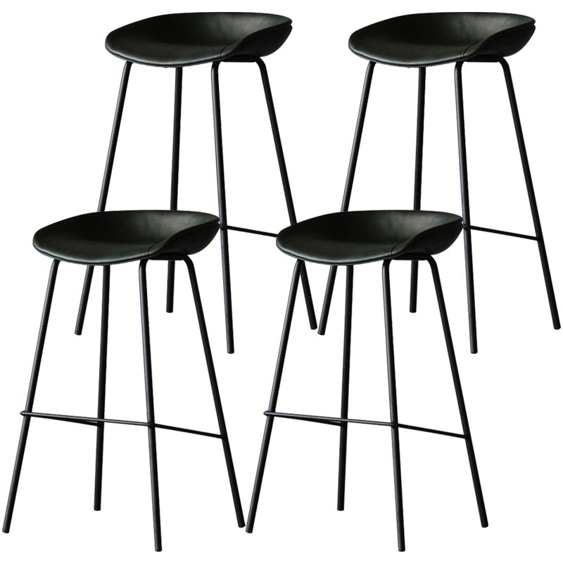 Industrial Leather Distressed Quilted Barstool Indoor Tall Stool with Bucket Seat Dark Green Set of 4 Clearhalo 'Bar Furniture' 'Bar Stools' 'bar_stools' 'furniture_bar_stools' 'Kitchen & Dining Furniture' 'kitchen&dining_furn' 'kitchen' 'kitchen_furn' Furniture' 4182295
