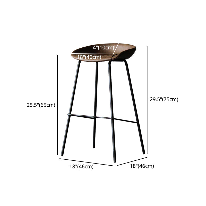 Industrial Leather Distressed Quilted Barstool Indoor Tall Stool with Bucket Seat Clearhalo 'Bar Furniture' 'Bar Stools' 'bar_stools' 'furniture_bar_stools' 'Kitchen & Dining Furniture' 'kitchen&dining_furn' 'kitchen' 'kitchen_furn' Furniture' 4182296