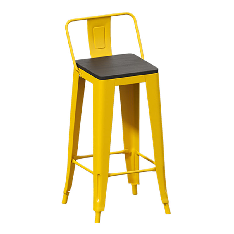 Yellow Iron Wood Bar Stool Industrial Style Low Back 29.53" Counter Stool with Square Seat 1 Piece Clearhalo 'Bar Furniture' 'Bar Stools' 'bar_stools' 'furniture_bar_stools' 'Kitchen & Dining Furniture' 'kitchen&dining_furn' 'kitchen' 'kitchen_furn' Furniture' 4182299