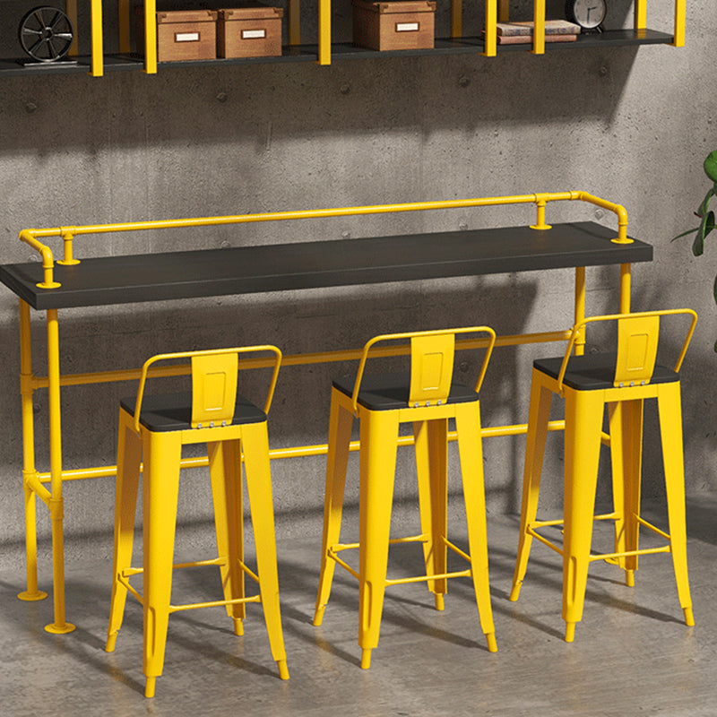Yellow Iron Wood Bar Stool Industrial Style Low Back 29.53" Counter Stool with Square Seat Clearhalo 'Bar Furniture' 'Bar Stools' 'bar_stools' 'furniture_bar_stools' 'Kitchen & Dining Furniture' 'kitchen&dining_furn' 'kitchen' 'kitchen_furn' Furniture' 4182301