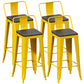 Yellow Iron Wood Bar Stool Industrial Style Low Back 29.53" Counter Stool with Square Seat Set of 4 Clearhalo 'Bar Furniture' 'Bar Stools' 'bar_stools' 'furniture_bar_stools' 'Kitchen & Dining Furniture' 'kitchen&dining_furn' 'kitchen' 'kitchen_furn' Furniture' 4182302