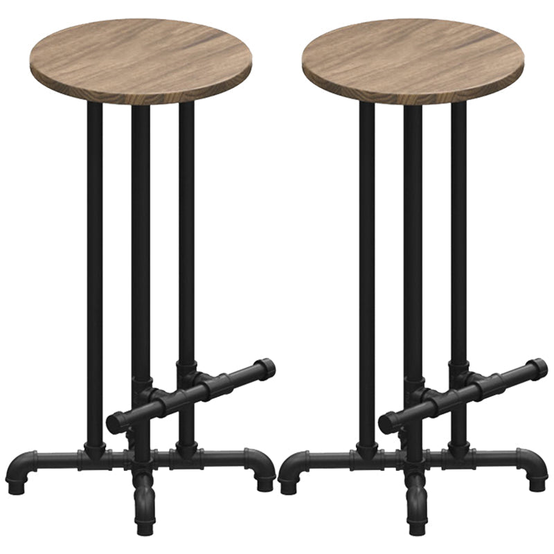 Wood Iron Bar Stool Industrial Style Backless 28.74" H Counter Stool with Round Seat Set of 2 Clearhalo 'Bar Furniture' 'Bar Stools' 'bar_stools' 'furniture_bar_stools' 'Kitchen & Dining Furniture' 'kitchen&dining_furn' 'kitchen' 'kitchen_furn' Furniture' 4182309