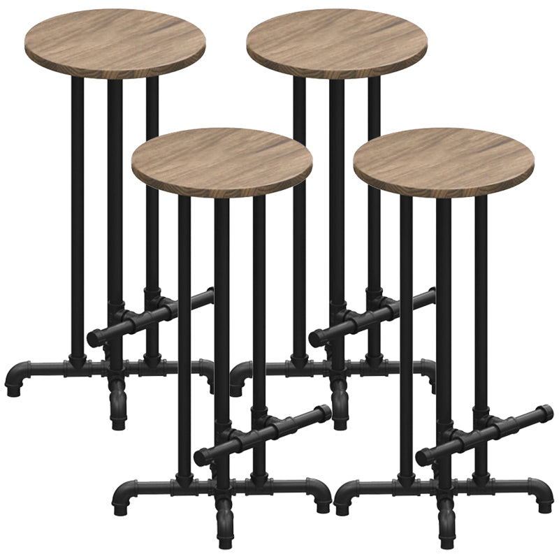 Wood Iron Bar Stool Industrial Style Backless 28.74" H Counter Stool with Round Seat Set of 4 Clearhalo 'Bar Furniture' 'Bar Stools' 'bar_stools' 'furniture_bar_stools' 'Kitchen & Dining Furniture' 'kitchen&dining_furn' 'kitchen' 'kitchen_furn' Furniture' 4182311
