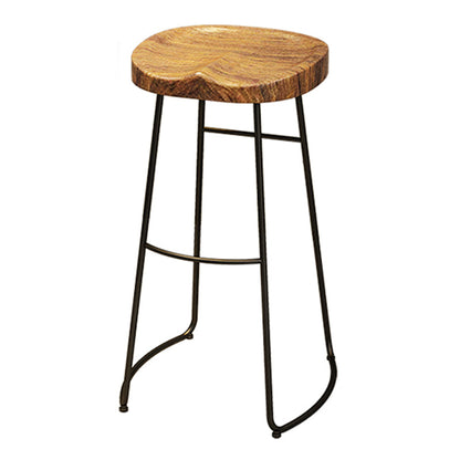Black Iron Bar Stool Industrial Style Wood Backless Counter Stool with Saddle Seat 1 Piece Clearhalo 'Bar Furniture' 'Bar Stools' 'bar_stools' 'furniture_bar_stools' 'Kitchen & Dining Furniture' 'kitchen&dining_furn' 'kitchen' 'kitchen_furn' Furniture' 4182317