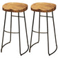 Black Iron Bar Stool Industrial Style Wood Backless Counter Stool with Saddle Seat Set of 2 Clearhalo 'Bar Furniture' 'Bar Stools' 'bar_stools' 'furniture_bar_stools' 'Kitchen & Dining Furniture' 'kitchen&dining_furn' 'kitchen' 'kitchen_furn' Furniture' 4182318