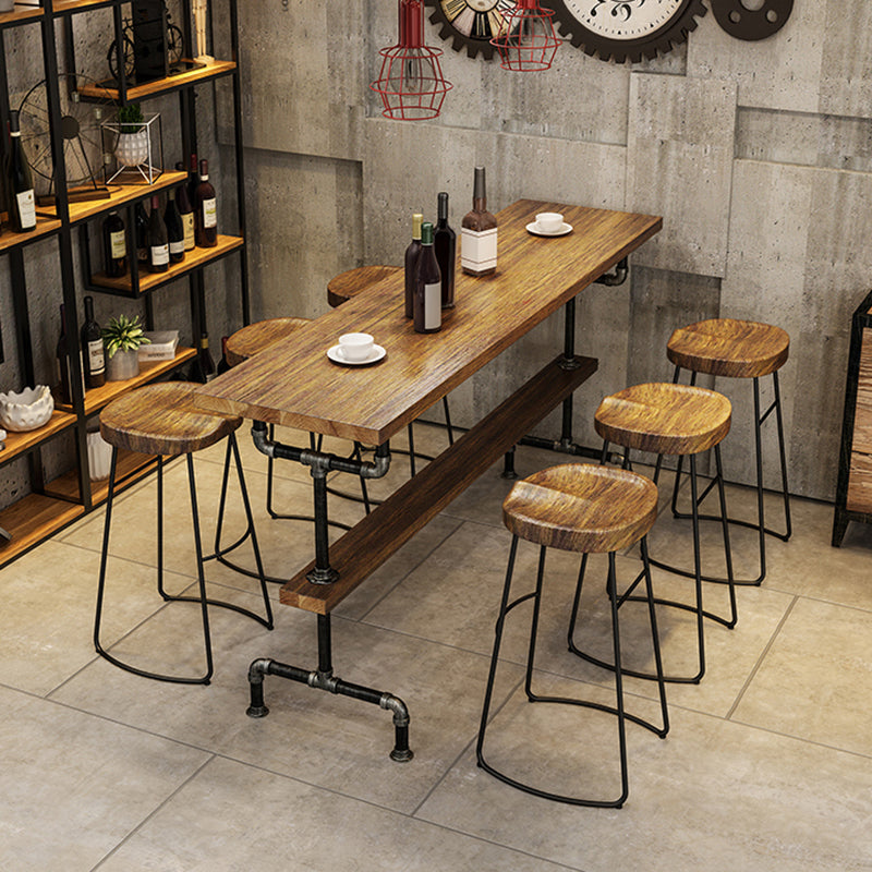 Black Iron Bar Stool Industrial Style Wood Backless Counter Stool with Saddle Seat Clearhalo 'Bar Furniture' 'Bar Stools' 'bar_stools' 'furniture_bar_stools' 'Kitchen & Dining Furniture' 'kitchen&dining_furn' 'kitchen' 'kitchen_furn' Furniture' 4182322