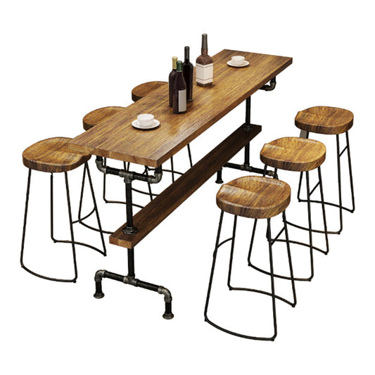 Black Iron Bar Stool Industrial Style Wood Backless Counter Stool with Saddle Seat Clearhalo 'Bar Furniture' 'Bar Stools' 'bar_stools' 'furniture_bar_stools' 'Kitchen & Dining Furniture' 'kitchen&dining_furn' 'kitchen' 'kitchen_furn' Furniture' 4182323