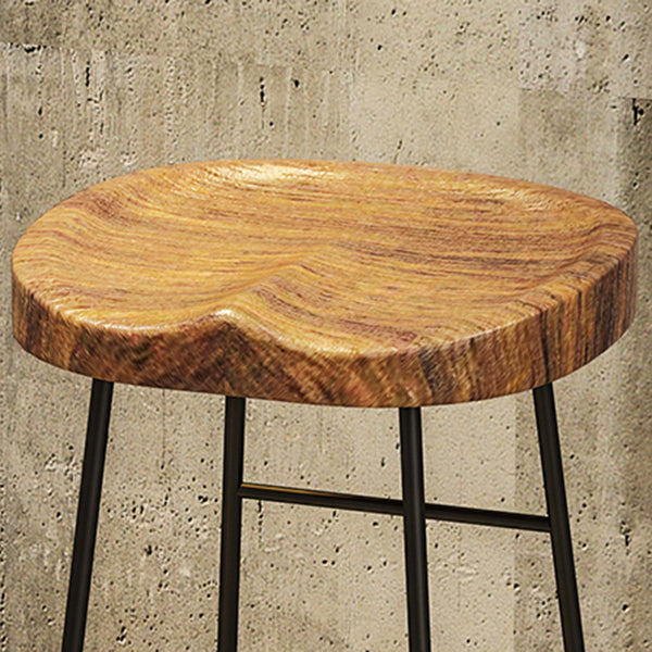 Black Iron Bar Stool Industrial Style Wood Backless Counter Stool with Saddle Seat Clearhalo 'Bar Furniture' 'Bar Stools' 'bar_stools' 'furniture_bar_stools' 'Kitchen & Dining Furniture' 'kitchen&dining_furn' 'kitchen' 'kitchen_furn' Furniture' 4182324