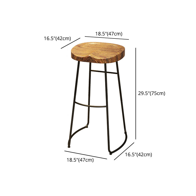 Black Iron Bar Stool Industrial Style Wood Backless Counter Stool with Saddle Seat Clearhalo 'Bar Furniture' 'Bar Stools' 'bar_stools' 'furniture_bar_stools' 'Kitchen & Dining Furniture' 'kitchen&dining_furn' 'kitchen' 'kitchen_furn' Furniture' 4182327
