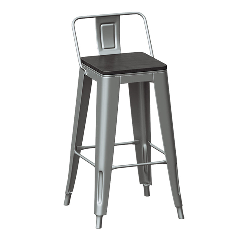 Silver Iron Bar Stool Industrial Style Low Back Counter Stool with Square Seat 1 Piece Clearhalo 'Bar Furniture' 'Bar Stools' 'bar_stools' 'furniture_bar_stools' 'Kitchen & Dining Furniture' 'kitchen&dining_furn' 'kitchen' 'kitchen_furn' Furniture' 4182329