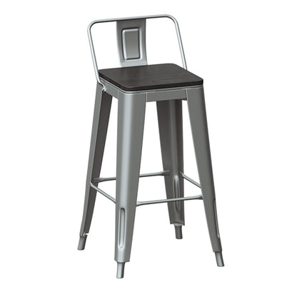 Silver Iron Bar Stool Industrial Style Low Back Counter Stool with Square Seat 1 Piece Clearhalo 'Bar Furniture' 'Bar Stools' 'bar_stools' 'furniture_bar_stools' 'Kitchen & Dining Furniture' 'kitchen&dining_furn' 'kitchen' 'kitchen_furn' Furniture' 4182329