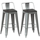 Silver Iron Bar Stool Industrial Style Low Back Counter Stool with Square Seat Set of 2 Clearhalo 'Bar Furniture' 'Bar Stools' 'bar_stools' 'furniture_bar_stools' 'Kitchen & Dining Furniture' 'kitchen&dining_furn' 'kitchen' 'kitchen_furn' Furniture' 4182330