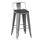Silver Iron Bar Stool Industrial Style Low Back Counter Stool with Square Seat Clearhalo 'Bar Furniture' 'Bar Stools' 'bar_stools' 'furniture_bar_stools' 'Kitchen & Dining Furniture' 'kitchen&dining_furn' 'kitchen' 'kitchen_furn' Furniture' 4182335