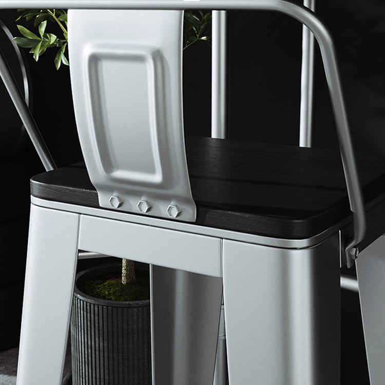 Silver Iron Bar Stool Industrial Style Low Back Counter Stool with Square Seat Clearhalo 'Bar Furniture' 'Bar Stools' 'bar_stools' 'furniture_bar_stools' 'Kitchen & Dining Furniture' 'kitchen&dining_furn' 'kitchen' 'kitchen_furn' Furniture' 4182336
