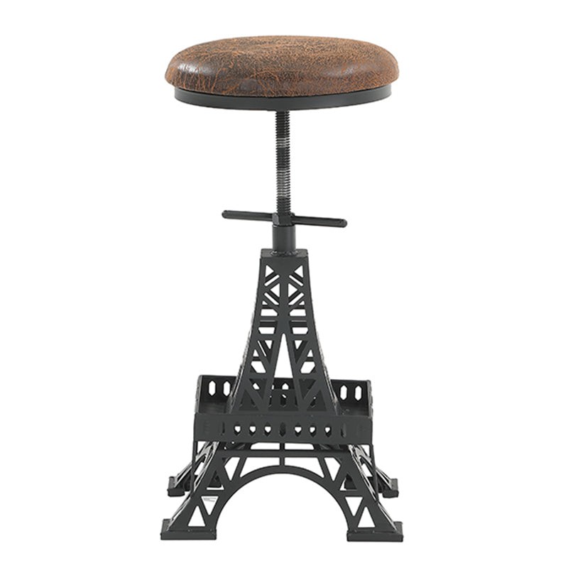 Industrial Black Iron Counter Stools Backless Indoor Bar Stool with Round Seat Leather 1 Piece Clearhalo 'Bar Furniture' 'Bar Stools' 'bar_stools' 'furniture_bar_stools' 'Kitchen & Dining Furniture' 'kitchen&dining_furn' 'kitchen' 'kitchen_furn' Furniture' 4182341