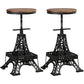 Industrial Black Iron Counter Stools Backless Indoor Bar Stool with Round Seat Wood Set of 2 Clearhalo 'Bar Furniture' 'Bar Stools' 'bar_stools' 'furniture_bar_stools' 'Kitchen & Dining Furniture' 'kitchen&dining_furn' 'kitchen' 'kitchen_furn' Furniture' 4182348