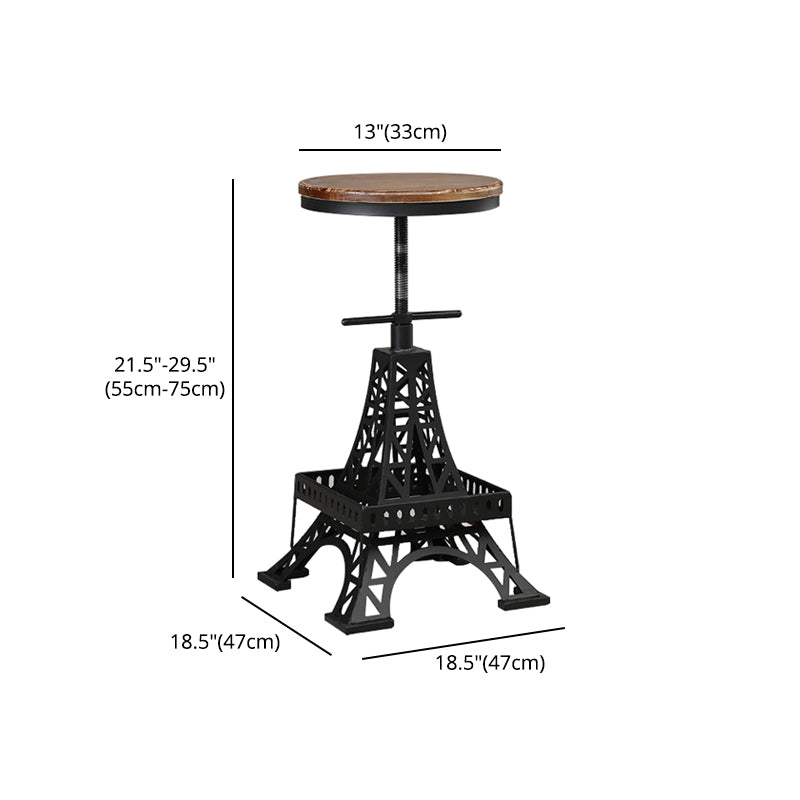 Industrial Black Iron Counter Stools Backless Indoor Bar Stool with Round Seat Clearhalo 'Bar Furniture' 'Bar Stools' 'bar_stools' 'furniture_bar_stools' 'Kitchen & Dining Furniture' 'kitchen&dining_furn' 'kitchen' 'kitchen_furn' Furniture' 4182353