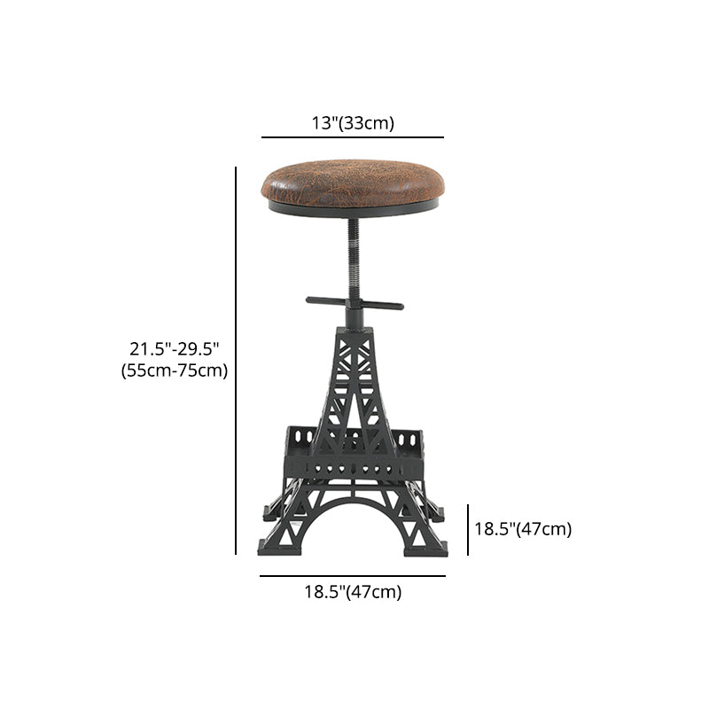 Industrial Black Iron Counter Stools Backless Indoor Bar Stool with Round Seat Clearhalo 'Bar Furniture' 'Bar Stools' 'bar_stools' 'furniture_bar_stools' 'Kitchen & Dining Furniture' 'kitchen&dining_furn' 'kitchen' 'kitchen_furn' Furniture' 4182354