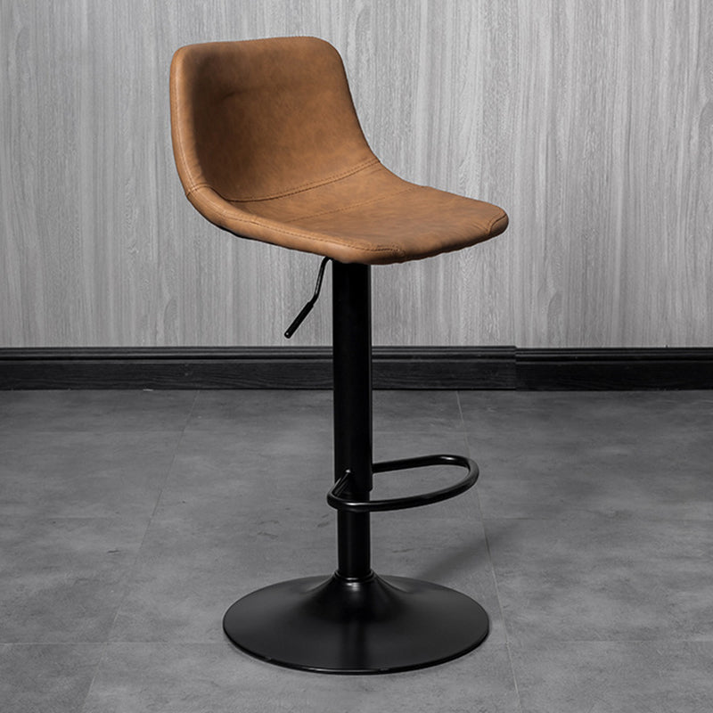 Rotatable and Liftable Counter Stool Industrial Leather Cushion Bar Stool Brown Black 1 Piece Clearhalo 'Bar Furniture' 'Bar Stools' 'bar_stools' 'furniture_bar_stools' 'Kitchen & Dining Furniture' 'kitchen&dining_furn' 'kitchen' 'kitchen_furn' Furniture' 4182356