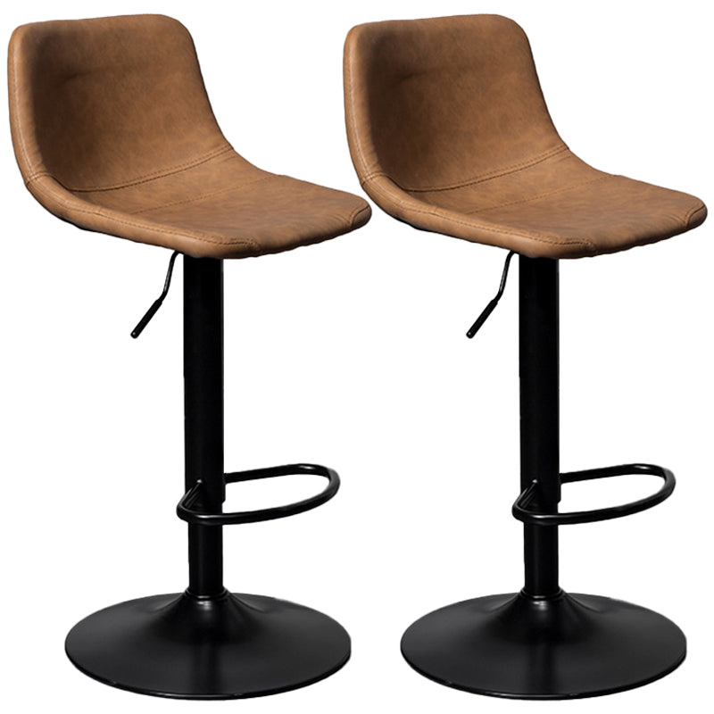 Rotatable and Liftable Counter Stool Industrial Leather Cushion Bar Stool Brown Black Set of 2 Clearhalo 'Bar Furniture' 'Bar Stools' 'bar_stools' 'furniture_bar_stools' 'Kitchen & Dining Furniture' 'kitchen&dining_furn' 'kitchen' 'kitchen_furn' Furniture' 4182357